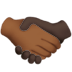 🫱🏾‍🫲🏿 handshake: medium-dark skin tone, dark skin tone display on Apple